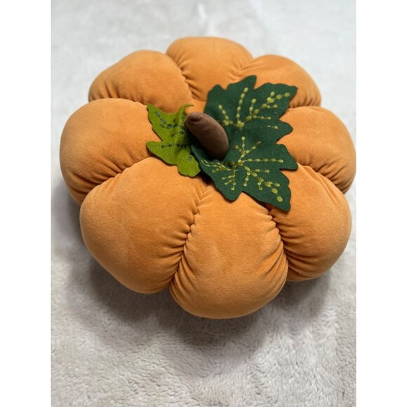 Pier 1 Imports Decorative Velvet Pumpkin Pillow 11" - Picture 3 of 8